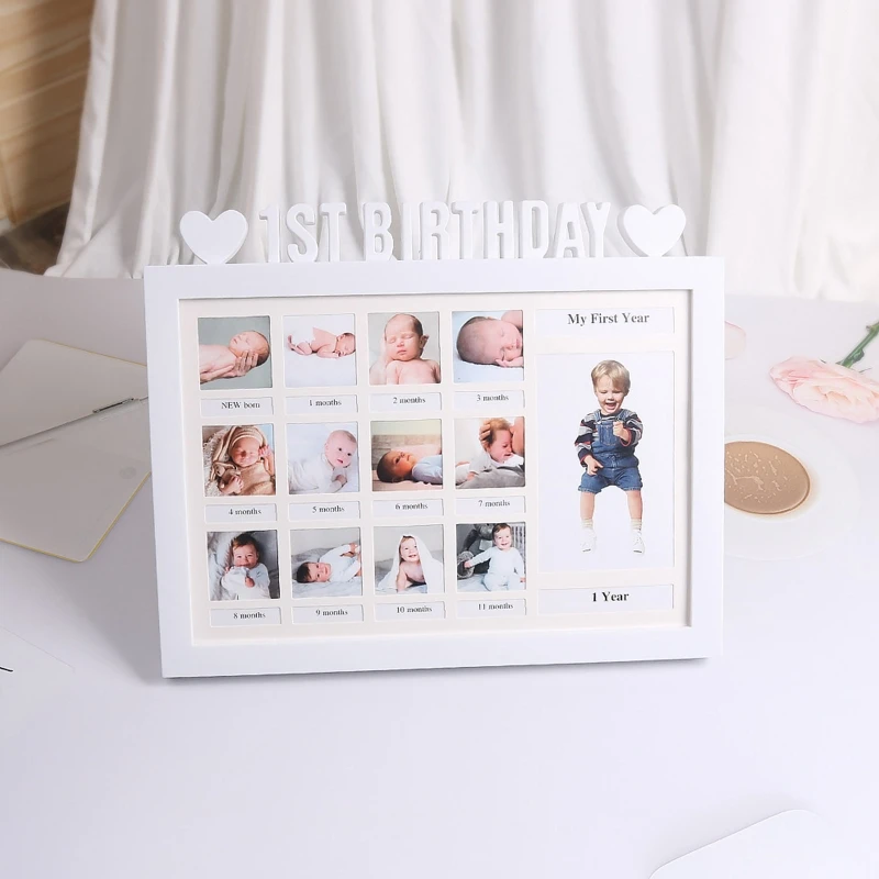 First Year Photo Moment Baby Frame DIY 0-12 Month Picture Display Gift newborn baby month sticker card 1 12 months growth record photo month sticker diy commemorative photo booth props holiday gift