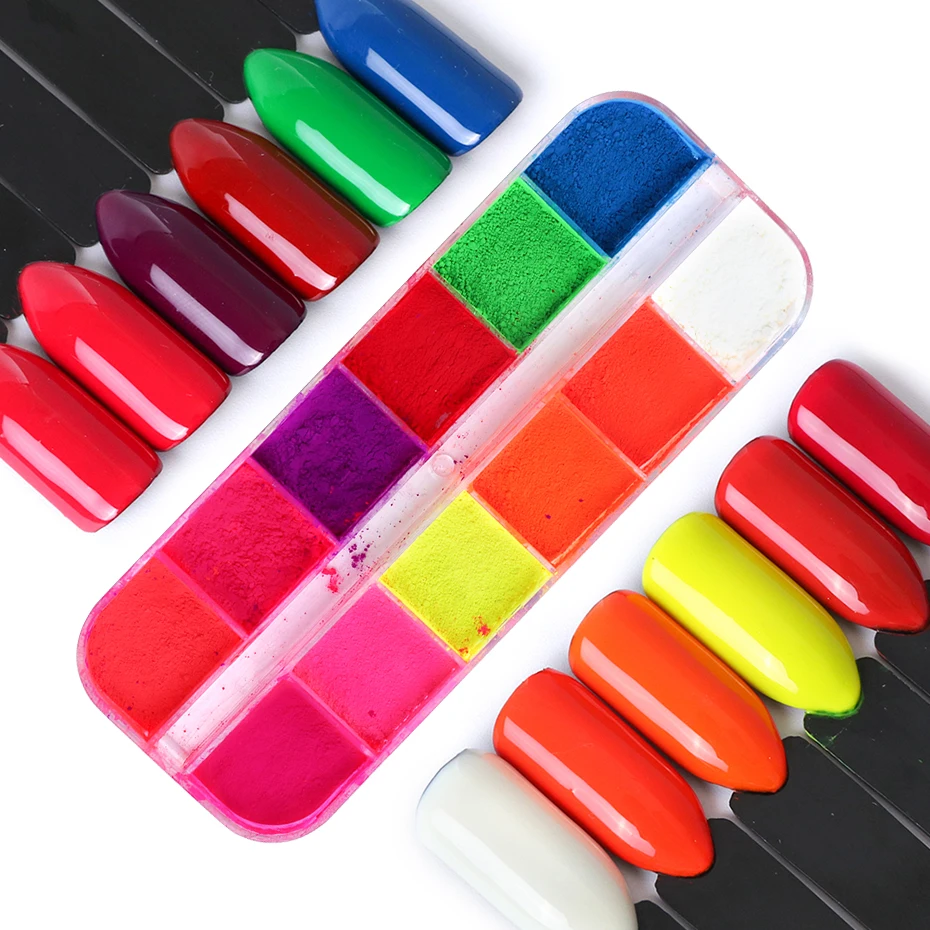 1Box Fluorescence Pigment Glitter Powder Nail Art Dust Dipping Powder Polish Rub Charm Manicure Decoration