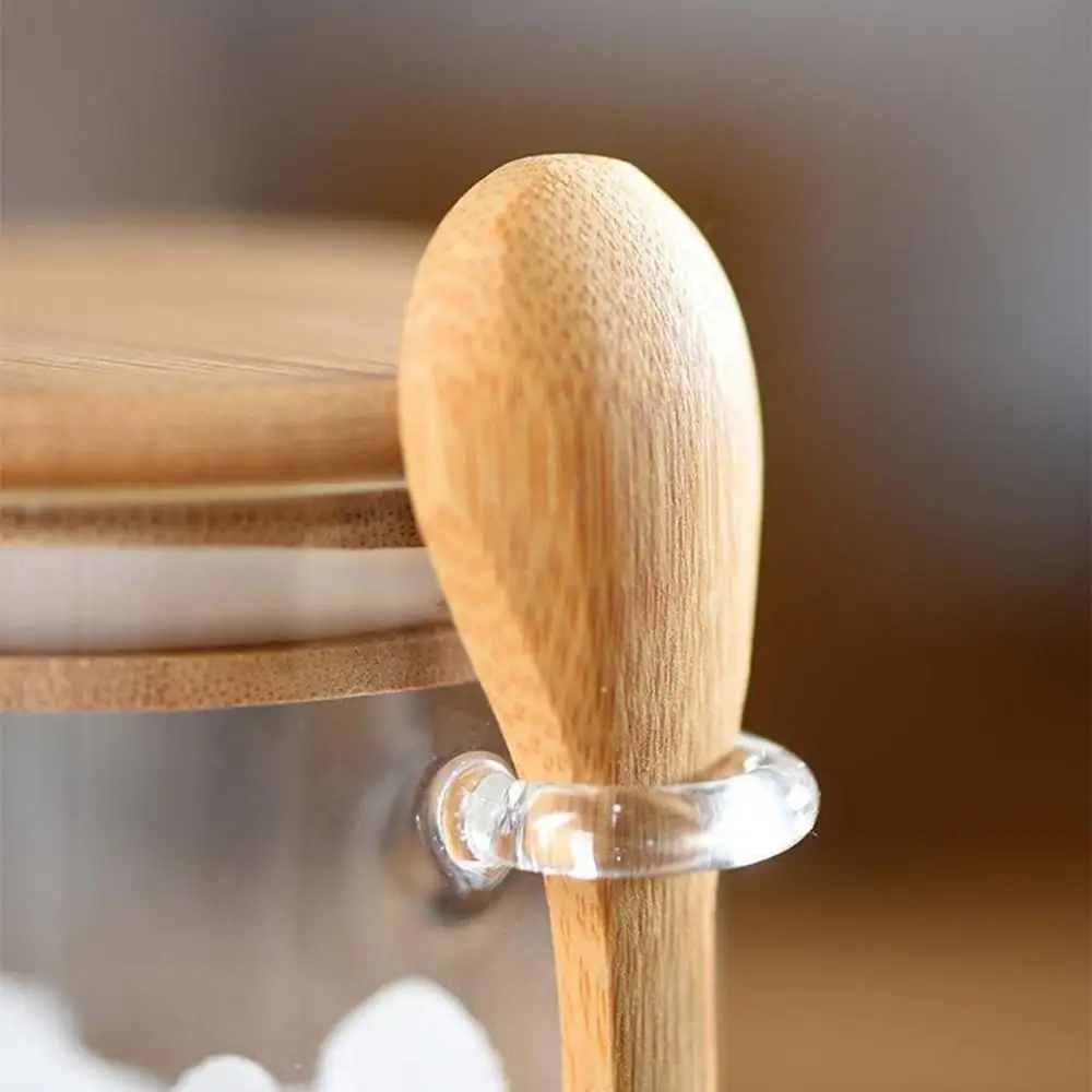 Leakproof Storage Glass Jar with Bamboo Lid Transparent Coffee Bar Station Organizer Moisture Proof 5