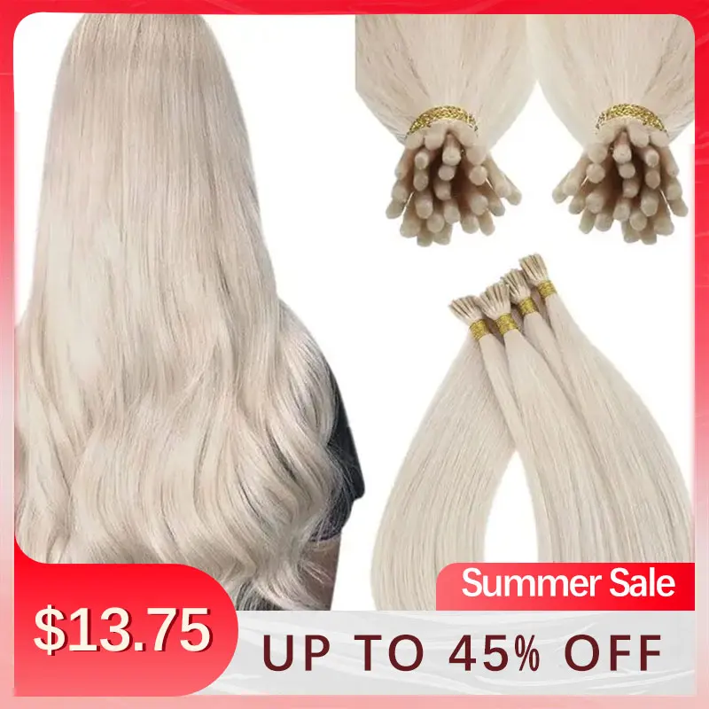 VeSunny Virgin I Tip Hair Extensions DIY Bead Per Package Blonde I Tip Extensions Remy Human Hair Remy Fusion human hair extensions