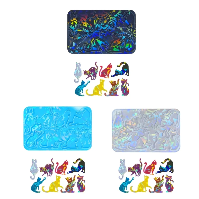 

E0BF силиконовые формы для подвесок, голографическая форма, форма кошки, силиконовая форма для ювелирных изделий