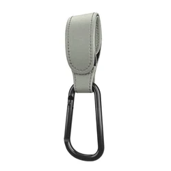 Deluxe Aluminum Carabiner Stroller Hooks with PU Leather Finish for Effortless Organization (Grey)