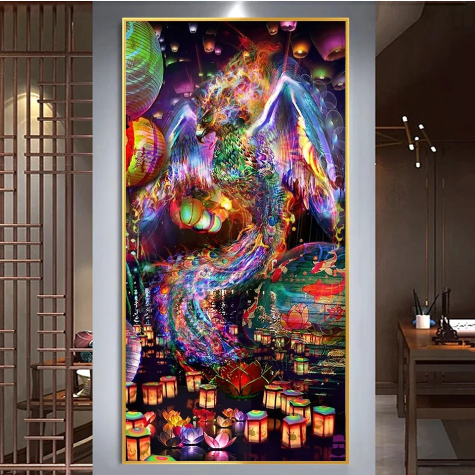 FULLCANG Dragon And Phoenix Diamond Art Paintings Large Size