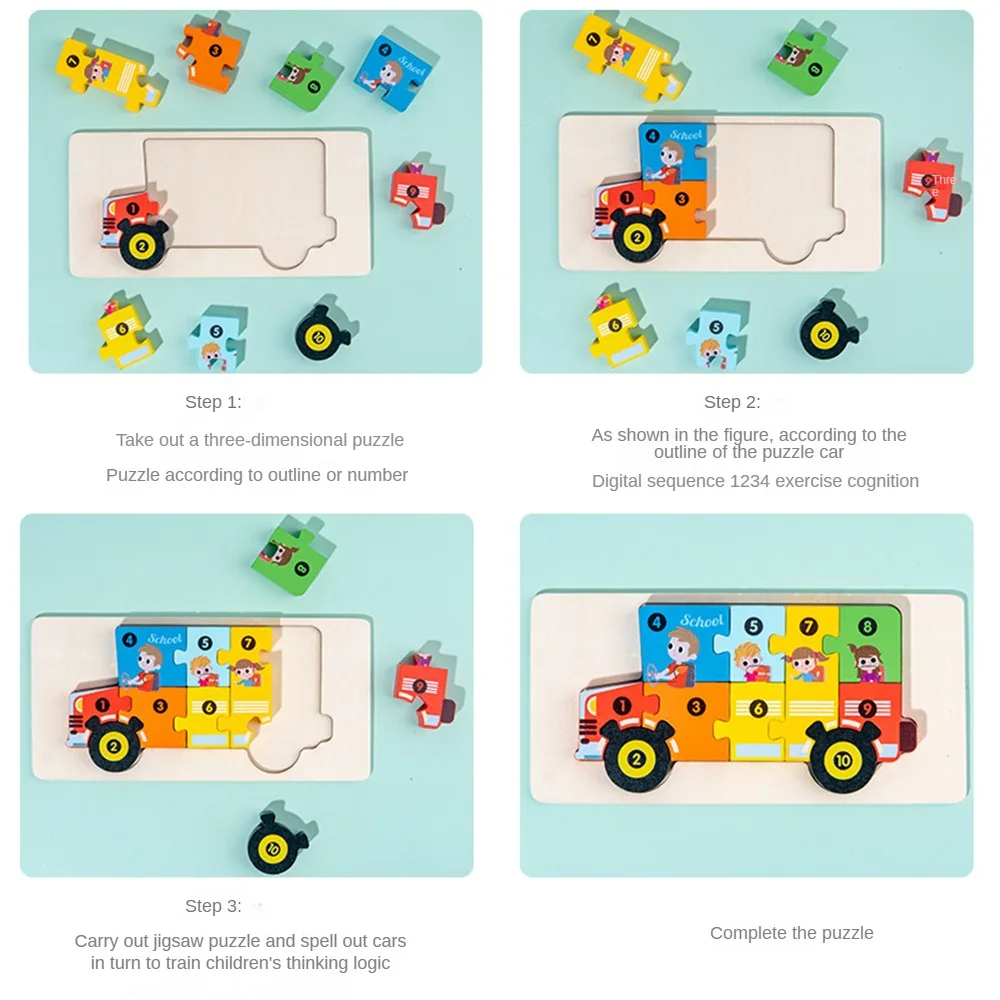Dinosaur Building Blocks Hand-eye Coordination Cognitive Puzzle Mont Toy Durable Wooden Puzzle Fascinating Puzzle Safe Wooden 4