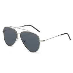 Unisex Full Frame Aviator Sunglasses with Reverse Curved Lenses and UV400 Protection (Silver gray)