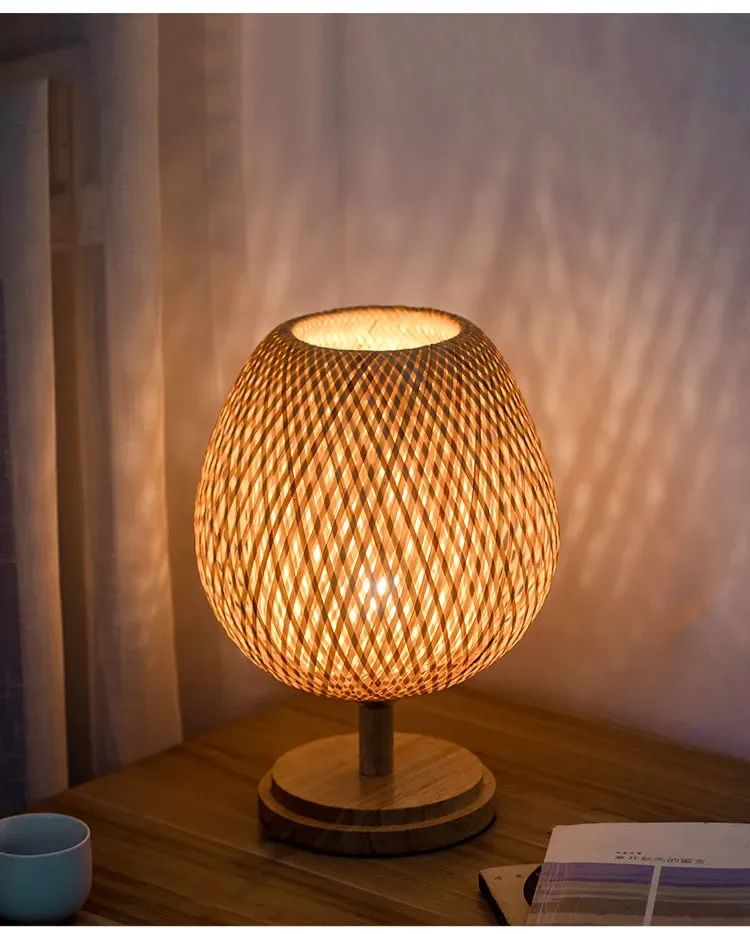 Description Picture 6 of itemVintage Creative Bamboo Table Lamp Chinese Handmade Wooden Table Lamp Living Room Dining Room Bedroom Decorative Lamp