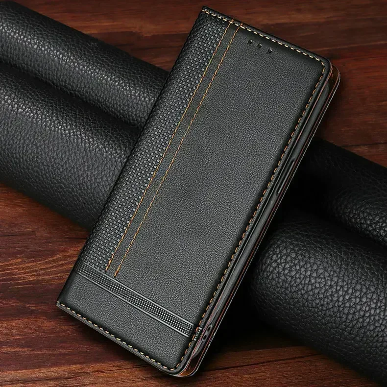 Luxury Magnetic Wallet Leather Flip Case with Enhanced Texture Design