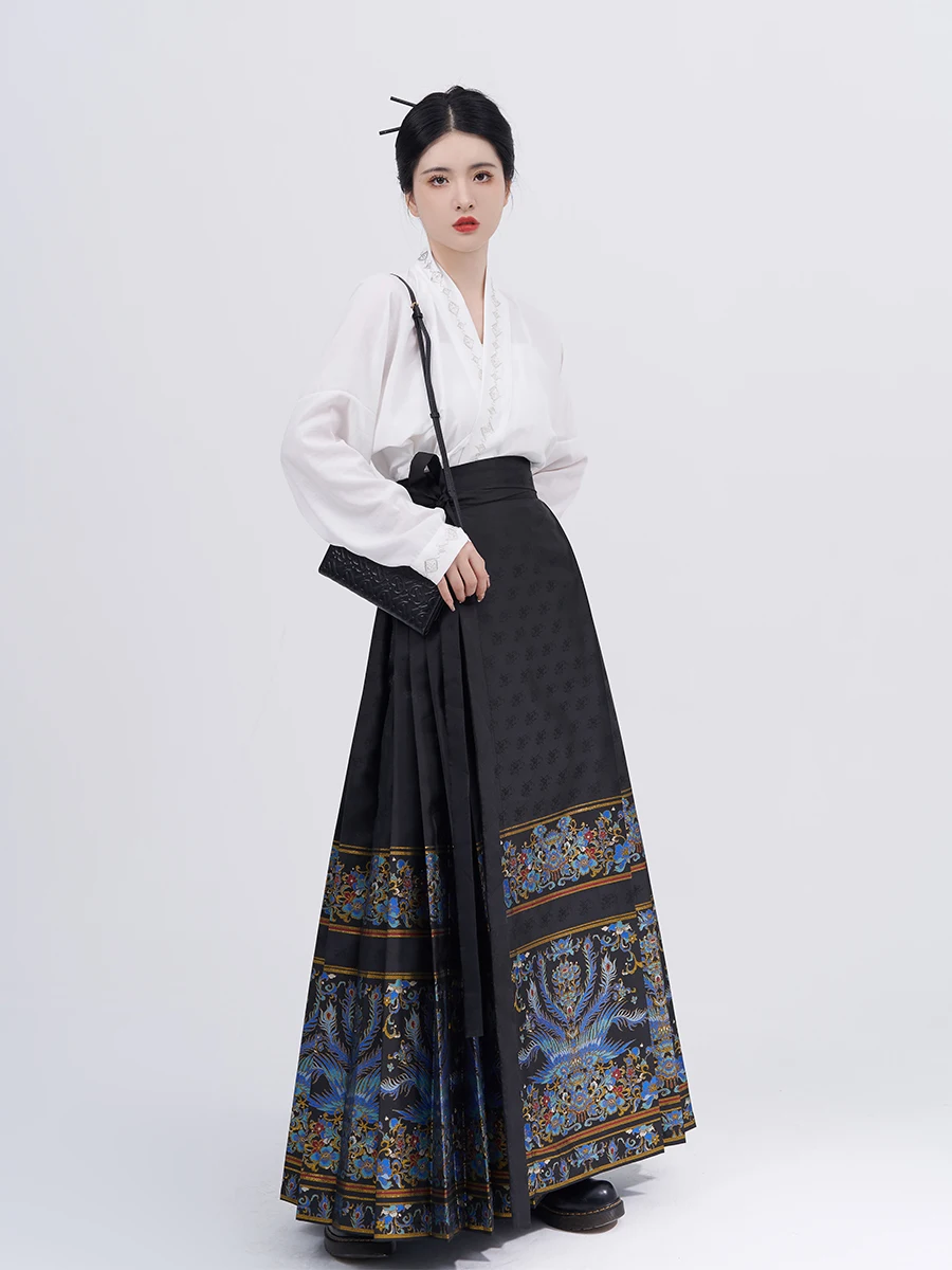

Оригинальная юбка Ming с изображением лица лошади от компании spot weaving, ханьфу с украшениями гор и рек