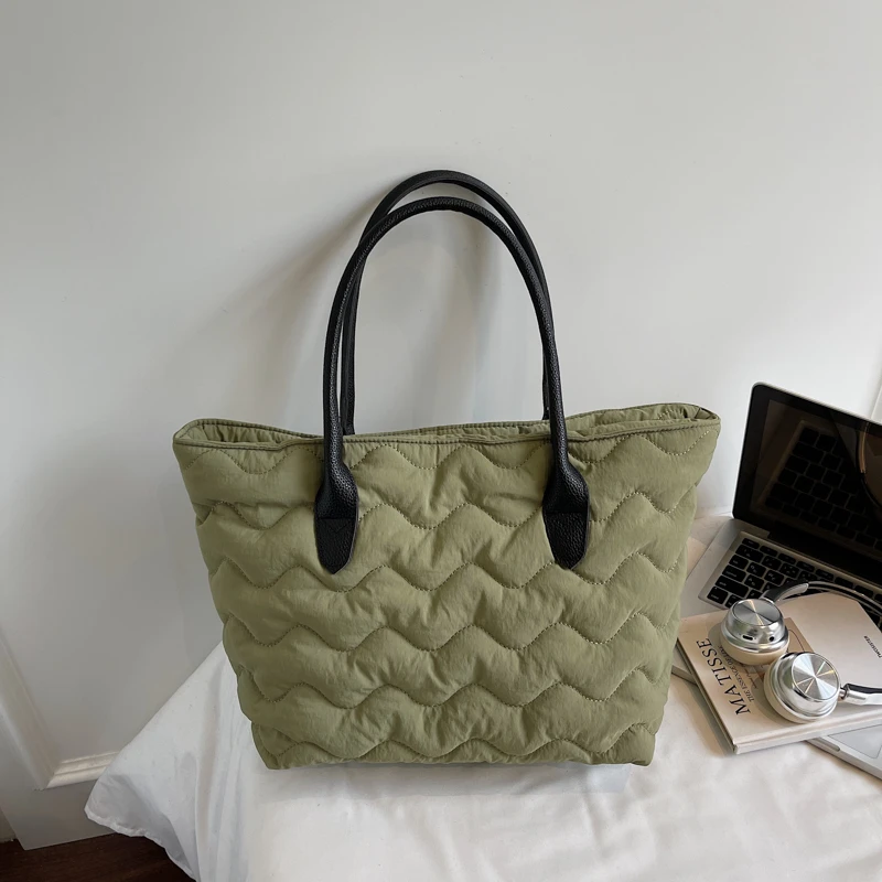 Frauen Handtasche Herbst/Winter Mode Raute Raum Baumwolle Anzug Schulter Tasche Große Kapazität Einfarbig Alle-Spiel Einkaufstasche – Detail 12