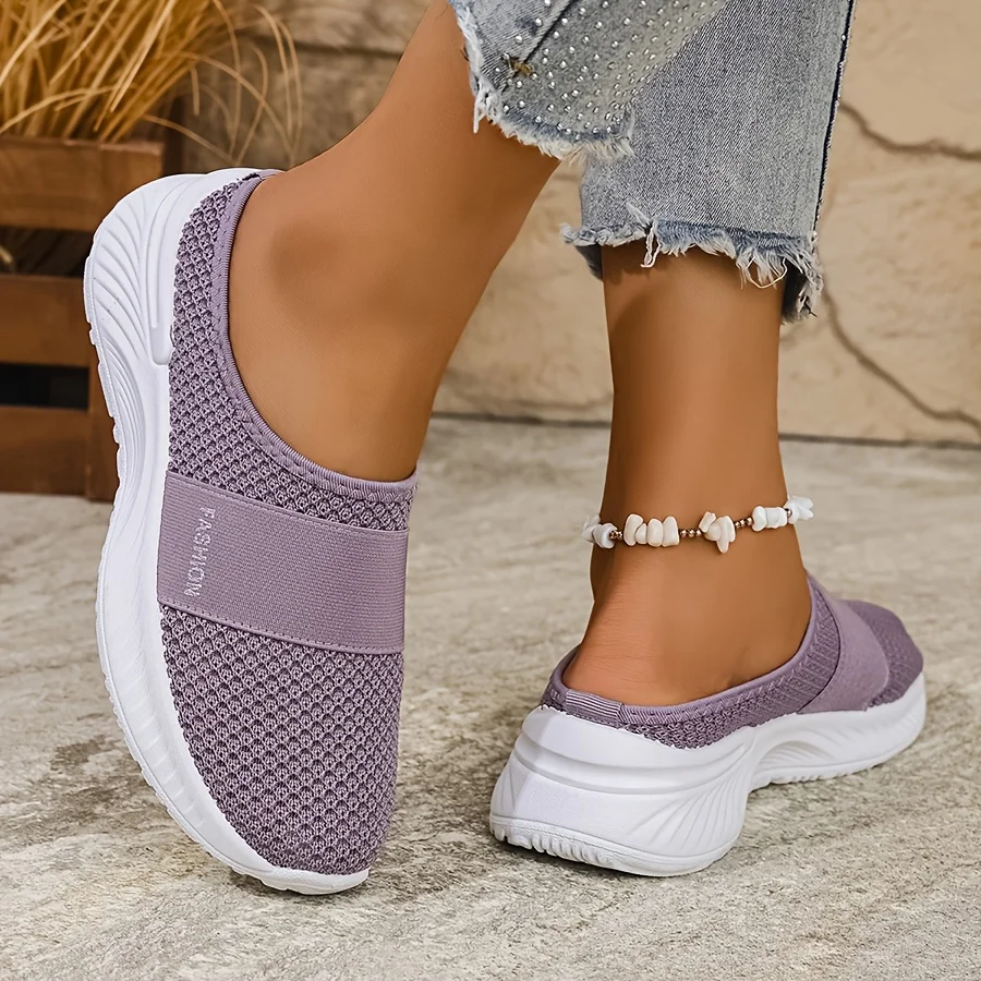 Damen Casual Slip-On Sneakers Atmungsaktives Gewebe Leichte PVC-Sohle Maschinenwaschbar Reinigbar Ganzjahres-Komfortschuhe – Detail 8
