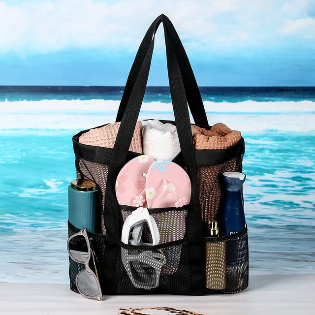 Smof Bolsa de Playa Grande, Bolsa de Malla de Playa with 12 Pockets, Bolsa  de la Playa xxl, Bolso Impermeable Playa, Bolsa Playa Familiar Para Ropa,  Juguetes, Toallas, Gimnasio, Piscina, Viajes（azul）… 