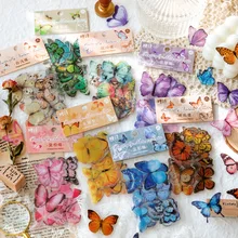 40 piezas Vintage plantas de mariposa PET pegatinas decorativas diario Material de álbum de recortes planta de juguete Deco álbum DIY pegatinas de papelería