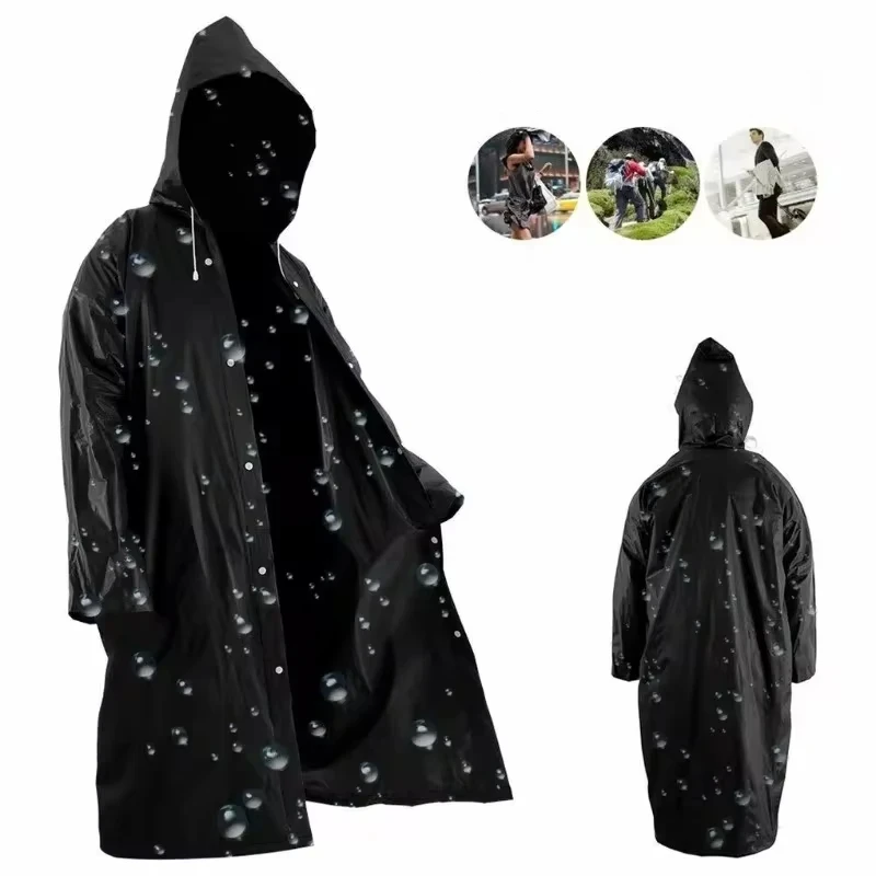Fashion Waterproof Long Raincoat Women Men Rain coat Hooded for Outdoor Hiking Travel Fishing Climbing Thickened Poncho Raincoat