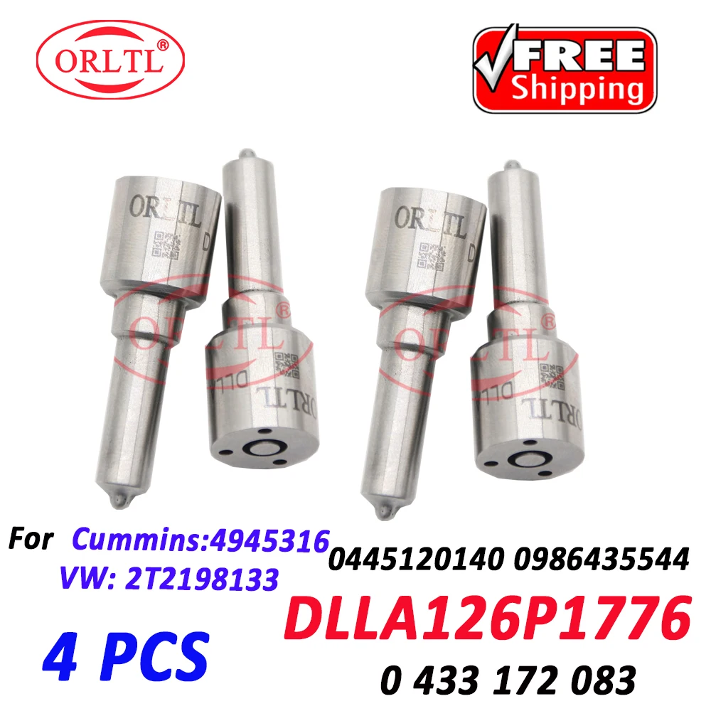 

4 PCS Diesel Injector 0445120140 Nozzle DLLA126P1776 0433172083 Fuel 0 433 172 083 For Cummins 4945316 VW 2T2198133 0986435544