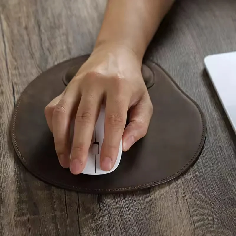 인체공학적 두꺼운 가죽 마우스 패드 편안한 손목 받침대 홈 오피스 컴퓨터 노트북용 내구성 있는 미끄럼 방지 마우스 매트
