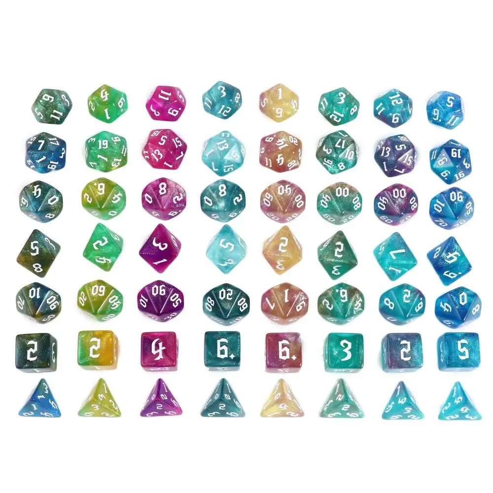 

Dice Polyhedral Dice Playing Games Number Carved Pattern Dice Set Iridescent Glitter Polyhedral Dice 7-Die Two-tone Dice Set