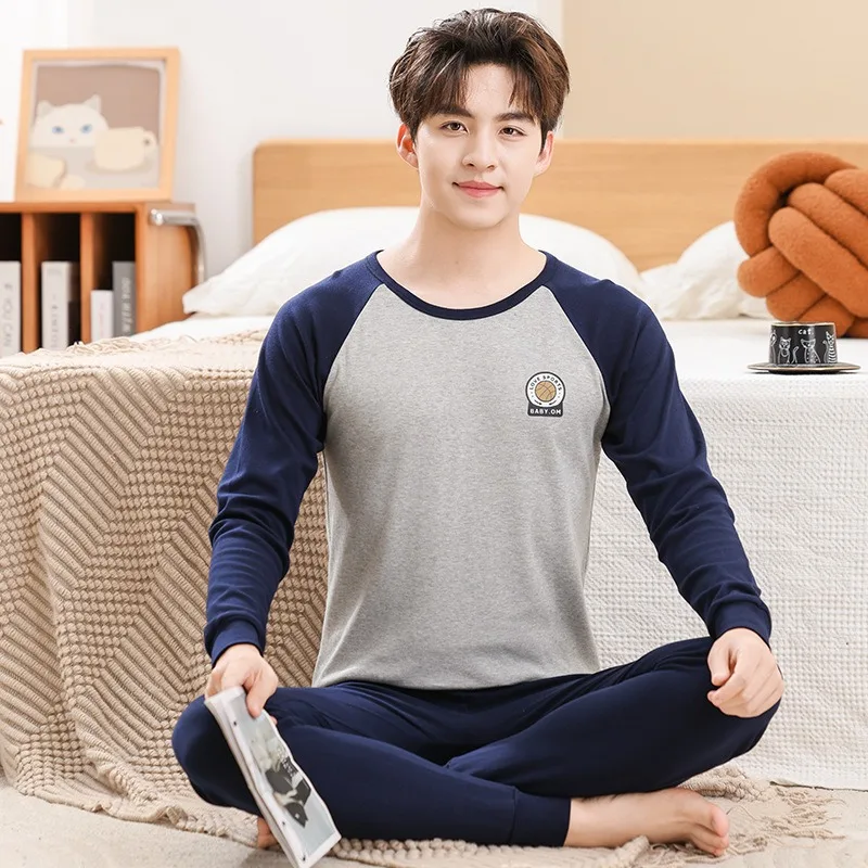 새로운 청소년  남아 잠옷 겨울 긴팔 아동복 수면복 면 파자마 세트 어린이용 8..
