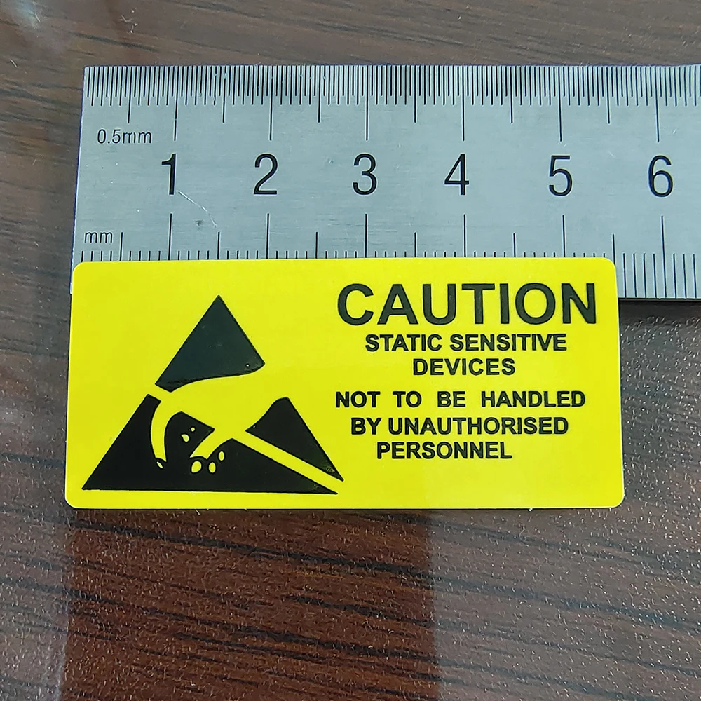 100pcs CAUTION STATIC SENSITIVE DEVICES Electronics Products Safety Warning Label Static-free Workstation Reminder Sticker