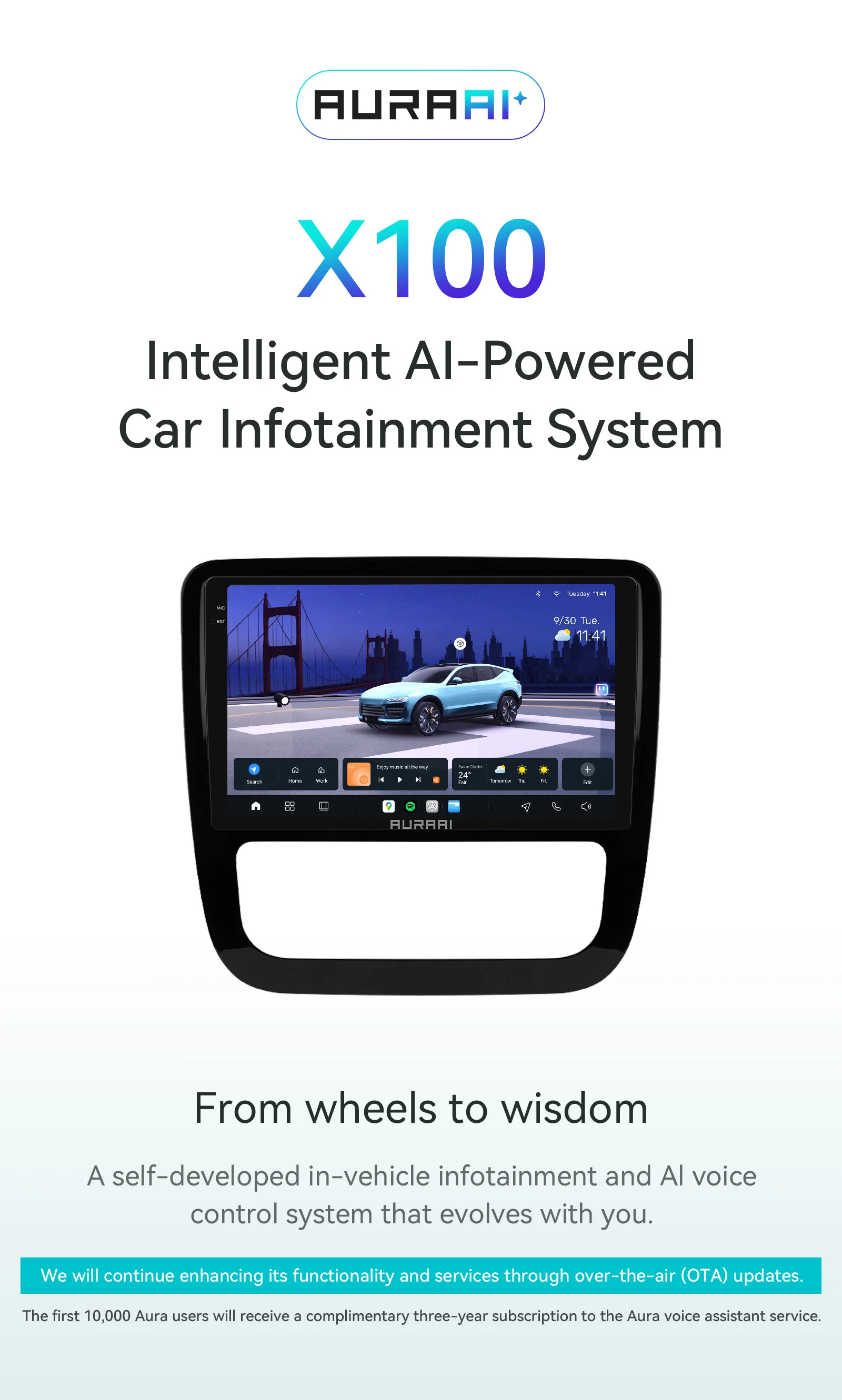AURAAI 2K Auto-Intelligent-Bildschirm für VW Volkswagen Scirocco 2008-2013 Carplay Android Auto Radio GPS ADAS 360 Kamera Multimedia – Detail 1