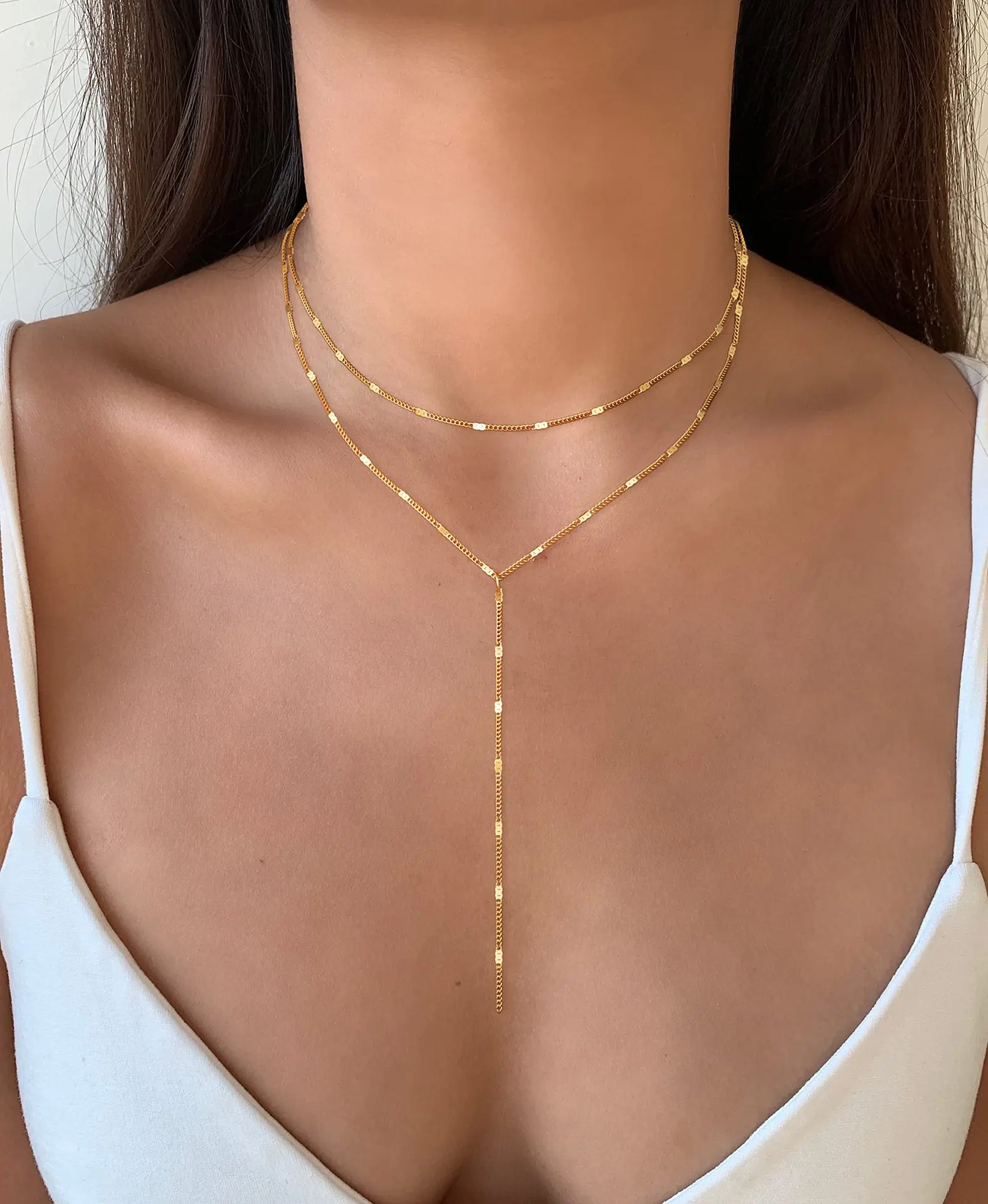 Lariat Gold Necklace styling