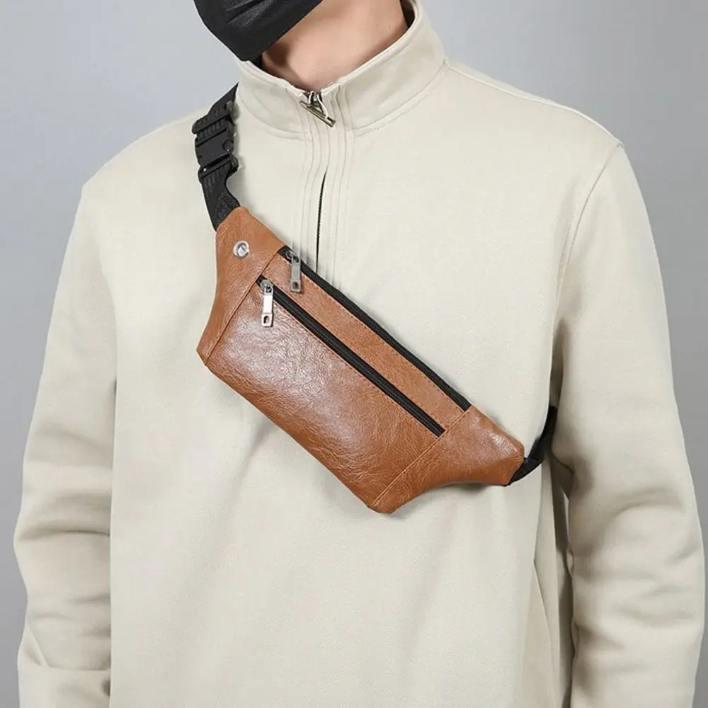 Modische Wasserdichte Hüfttasche Verschleißfeste Multifunktionale Handytasche PU Sporttasche – Detail 11