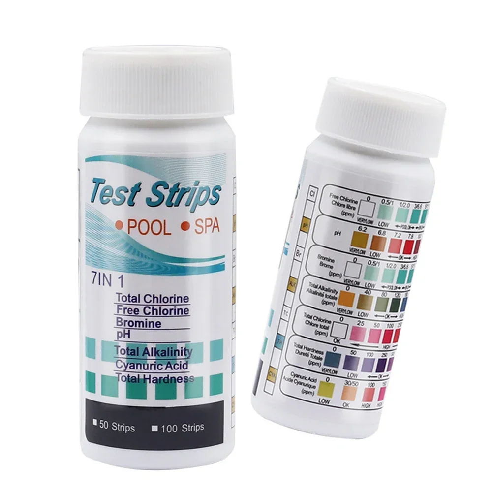 7 in 1 Test Strips For Aquarium/Fish Tank/Swimming Pool/Spa Water Quality 50 Pcs 100 Pcs Chlorine/PH/Bromine Measure Paper