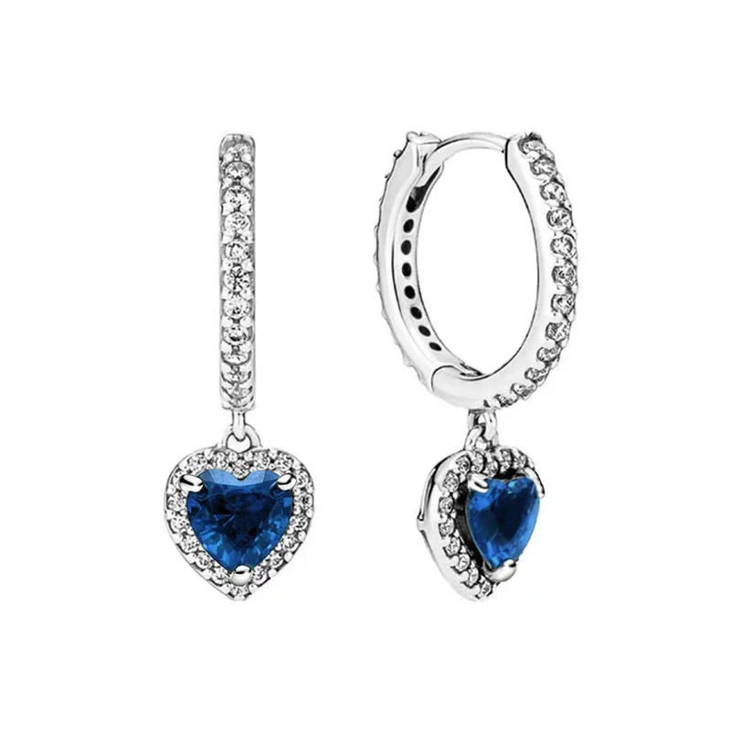 Bestselling 925 sterling silver colored zircon heart-shaped women's earrings suitable for original design, charming jewelry gift