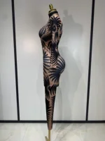 Sexy Long Sleeves Print Rhinestone Jumpsuits Drag Queen Show Stage Performance Costume Women Evening Party Nightclub Rompers - Image 3
