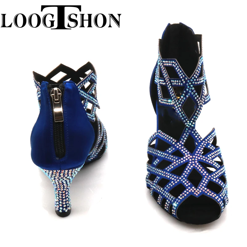 LOOGTSHON  New Dance Shoes Latin Party Wedding Dance Shoes Ballroom Women Dance Shoes Rhinestone Gold Silver Black Glitter