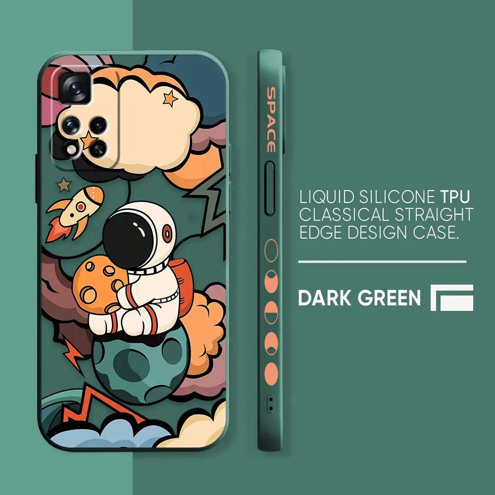 thumbnail image 1 of Case For Redmi Note 12 11 11T 11R 11E 10 9 8 7 7S PRO PLUS 4G 5G Simple Liquid silicone Case Cartoon Space Astronaut, 1 of 5