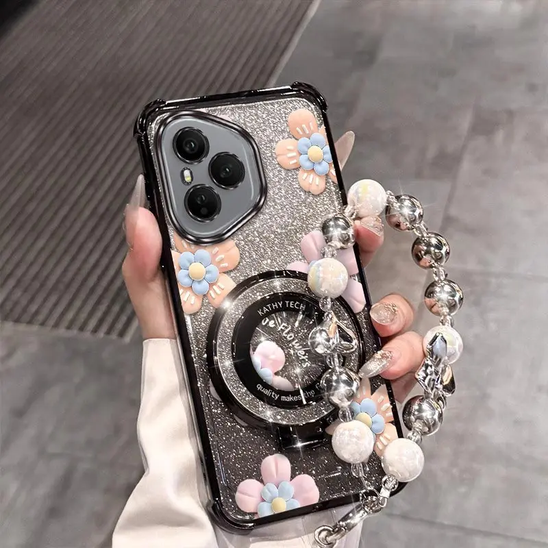 Decorative Flower Plating Bracelet Holder Phone Case Cover