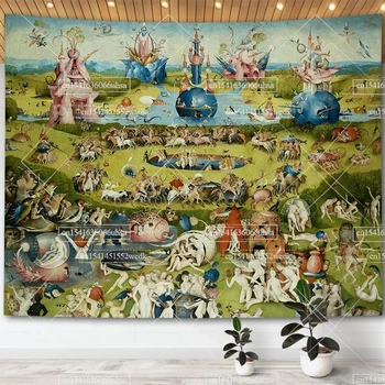 Hieronymus Bosch jardin de délices terrestres tapisserie mur Art décor peintures rétro tapisseries esthétique chambre décoration affiches 1