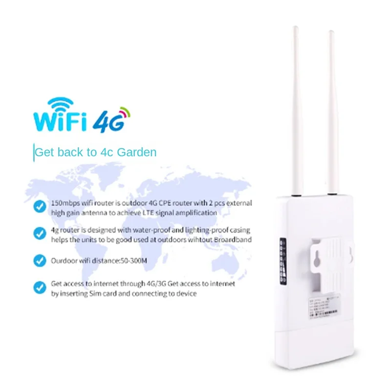 M67K-야외 4G Wifi 라우터 Sim 카드가있는 150Mbps Wi Fi 라우터 전천후 Wifi 방수 부스터 익스텐더 EU 플러그 쉬운 설치