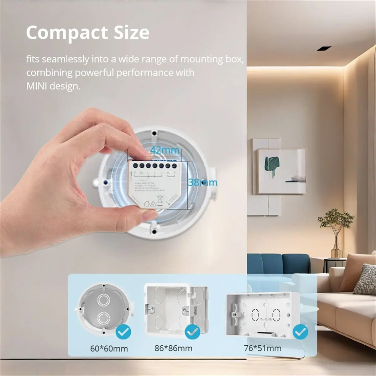 추수감사절 2방향 16A WiFi 스마트 릴레이(전력 모니터 포함) Tuya Smart Life 앱과 호환되는 미니 사이즈 스위치 모듈