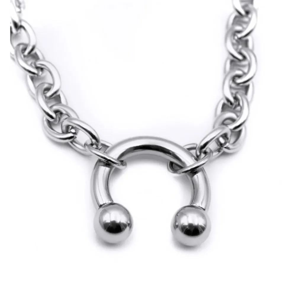 Fashion Punk Nose Clip Necklace Retro Gothic Choker Necklace Thick Round Ring Geometric Chain Rivet Necklace Gifts - 4