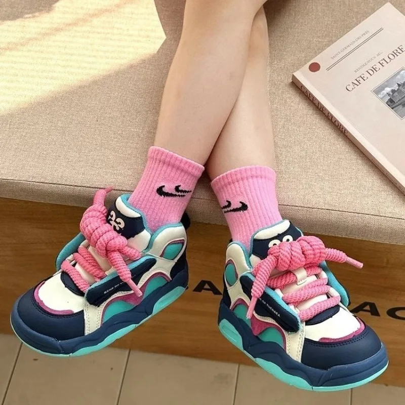 

Girls' Shoes Sneakers 2024 New Spring and Autumn Children's High-top Sneakers for Big Children and Girls Trendy Brand Ugly Bread