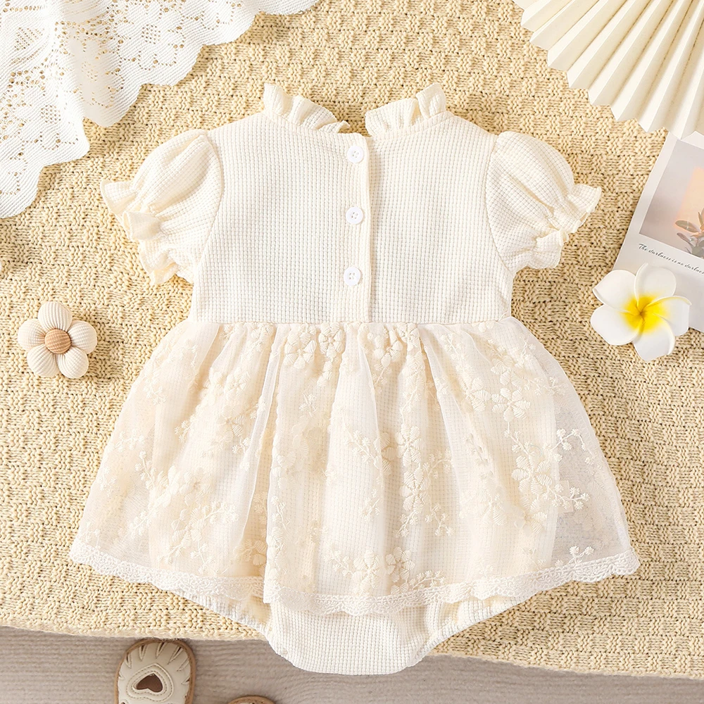 Cotton Baby Girls Summer Bodysuits Lace One Piece