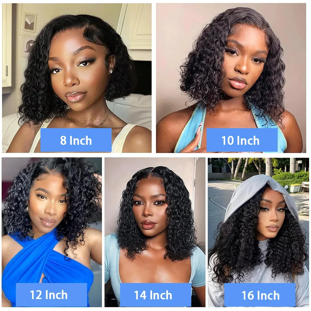 Curly Loose Deep Wave 13x4 Lace Front Human Hair Wig Pre Plucked Brazilian Human Hair Wig 200% Density Short Bob Wigs 4x4 13x4
