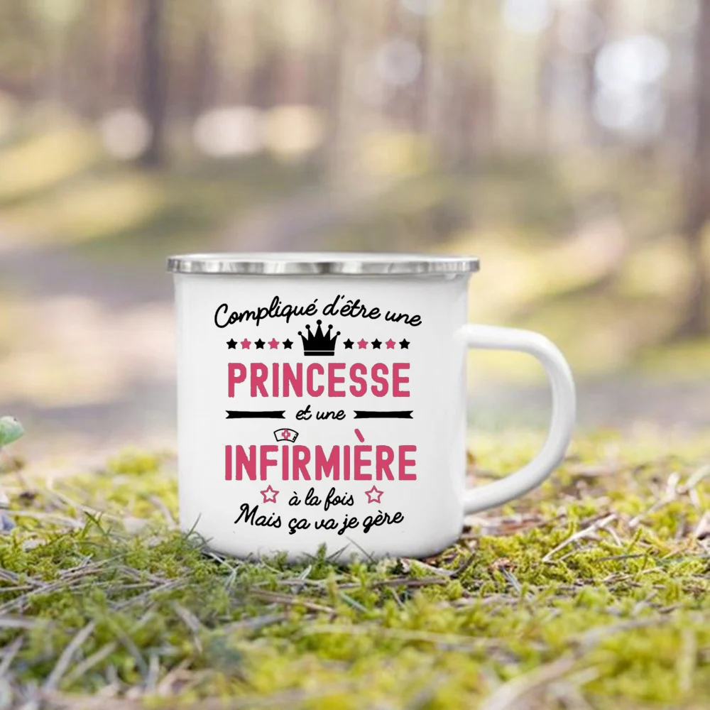 Meilleure Infirmière Ançaise Imprimé Tasses En émail Tasses à Café Boisson Vin Jus Tasse Dessert Cacao Lait Poignée Tasse Meilleur Cadeau Pour Infirmière