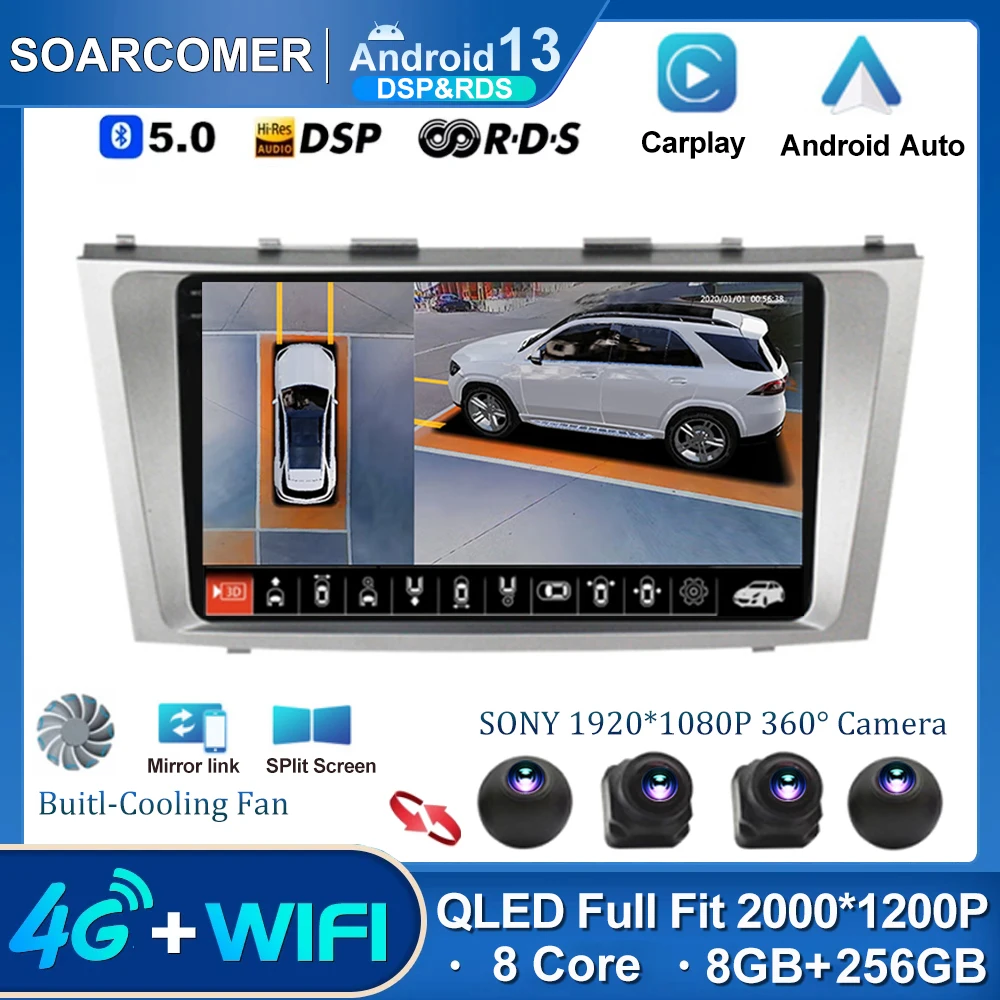 

Android 13 Car Radio For Toyota Camry 2006 - 2011 Navigation Multimedia Player Octa-Core 2Din Carplay Stereo SWC DSP 360 No DVD