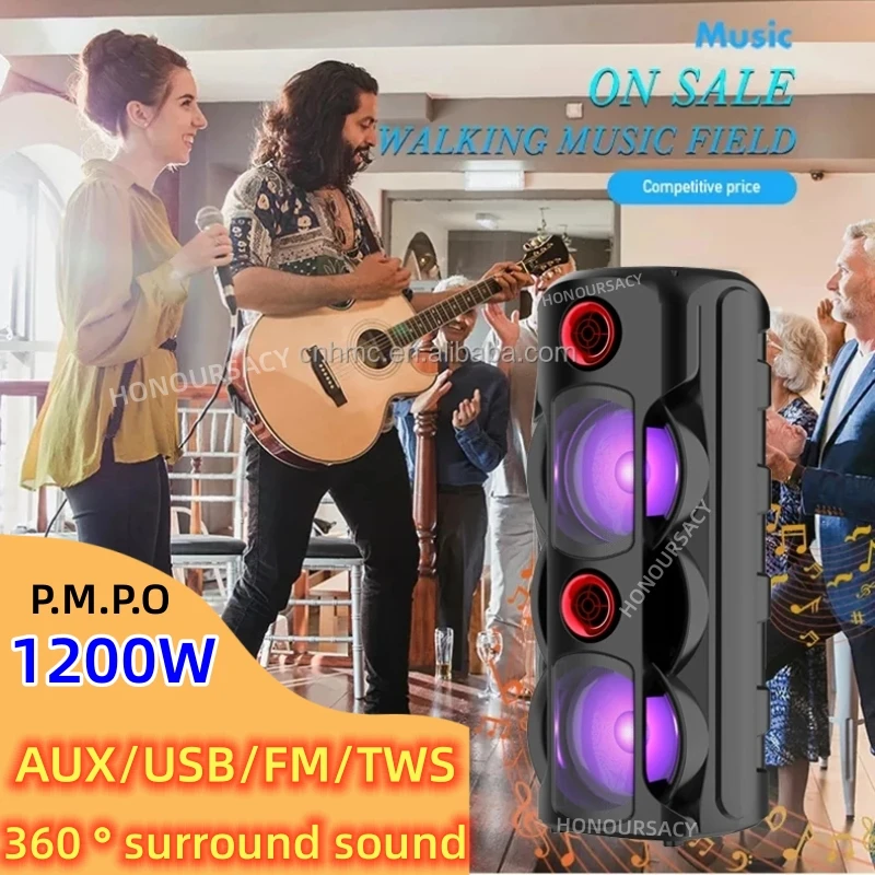 

High Power Bluetooth Speaker HIFI Sound Quality Dual Party Wireless Portable Bluetooth Speaker Large-sized Surround Sound TWS/FM