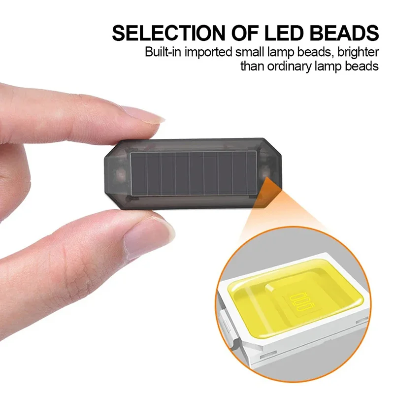 Solar Powered Car Warning Light Night Security Strobe Alarm
