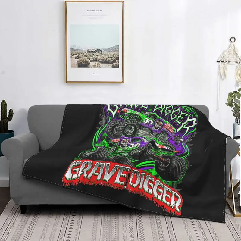 Monster Jam Monster Truck Grave Scavatore Coperta Calore Sul Divano Divano Ultra Morbido Dedicato Per Divano Camera Da Letto