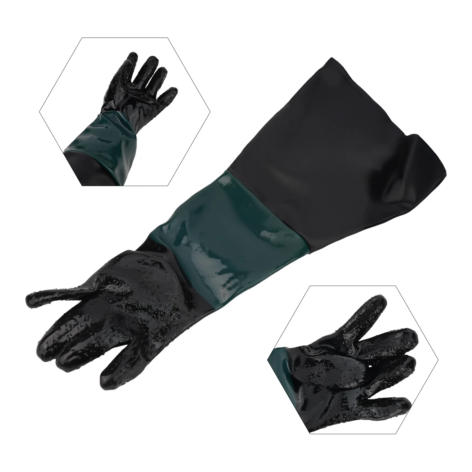Cotton Lined Sandblast Cabinet Double Sewn Abrasive Cotton Gloves PVC Sand Blast Cabinet Sandblaster