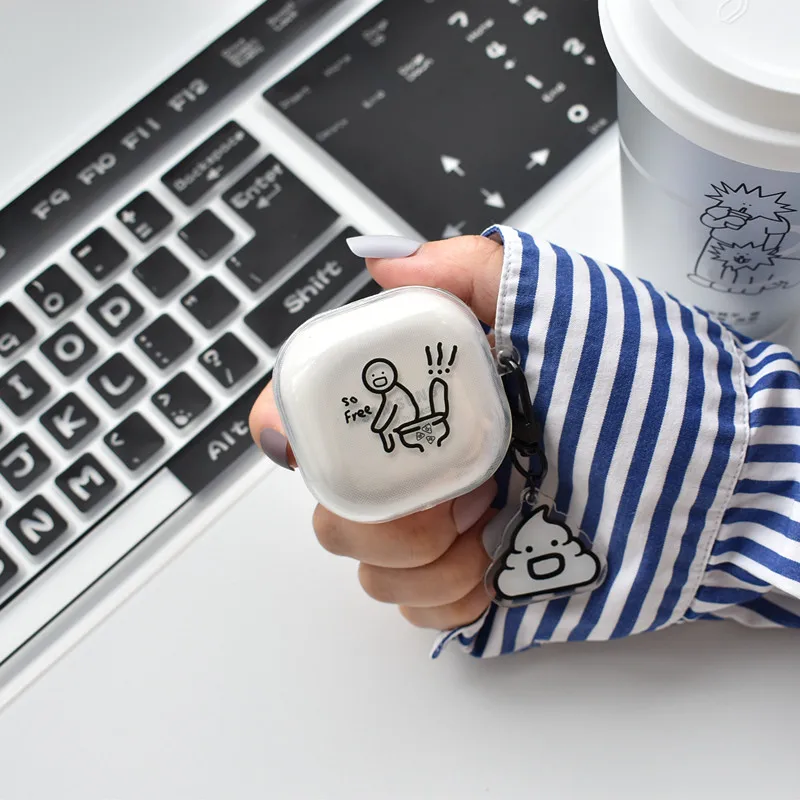 Custodia Per Samsung Galaxy Buds Live/Buds Pro/Buds 2 Trasparente Divertente Cartone Animato Auricolare Con Portachiavi Per Galaxy Buds 2 Casi