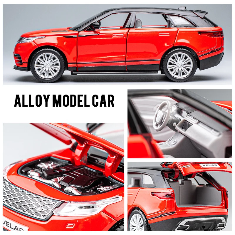 1:32 랜드 레인지 로버 Velar 합금 자동차 모델 다이 캐스트 및 장난감 금속 차량 장난감 자동차 모델 높은 시뮬레이션 사운드 라이트 키즈 장난감 선물