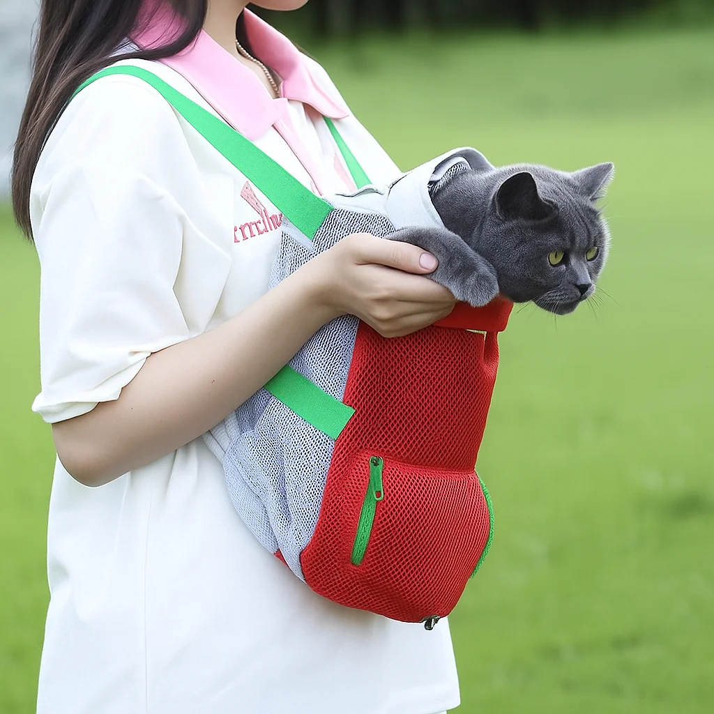 고양이 숄더백 애완동물 배낭 외출 가방 통기성 좋은 그물망 고양이 배낭 소형 및 중형견 애완용품