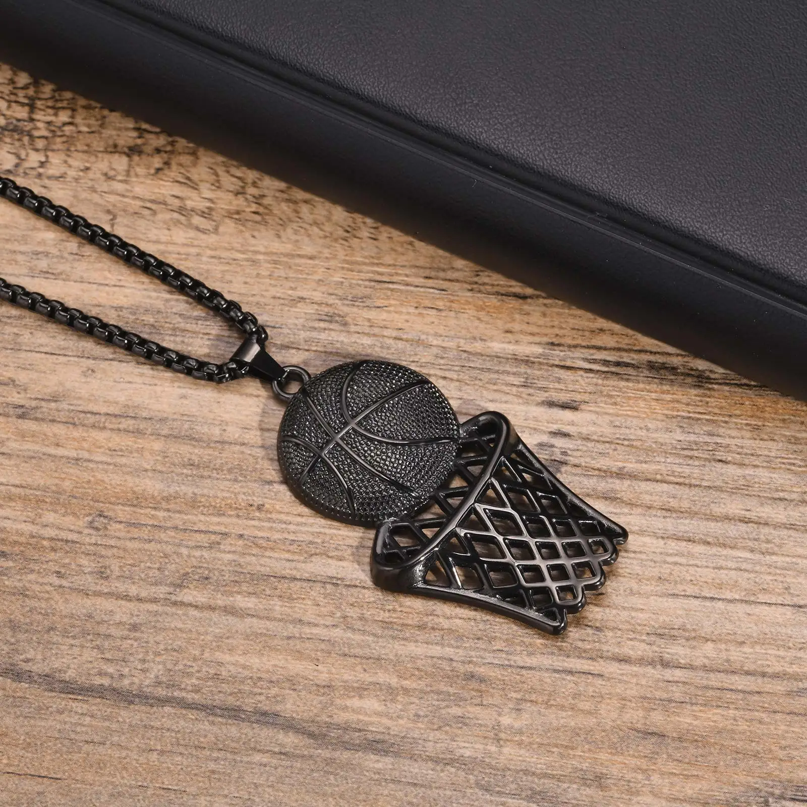 Mprainbow Basketball Pendant Male Necklaces,Silver Black Color Sports Basketball Frame Pendant for Men Boys,Sports Charm Jewelry