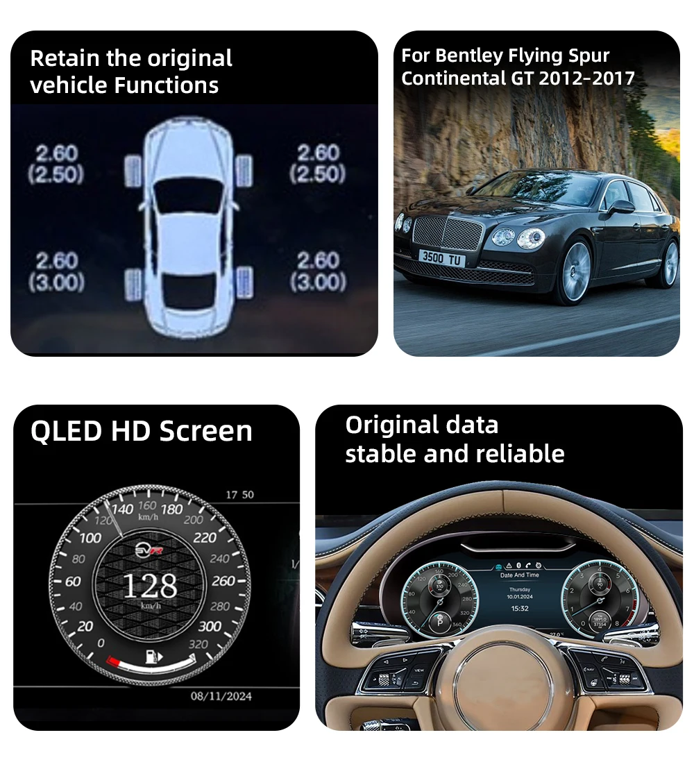 12.3”Digital Cluster Dashboard For Bentley Flying Spur Continental GT 2012-2017
