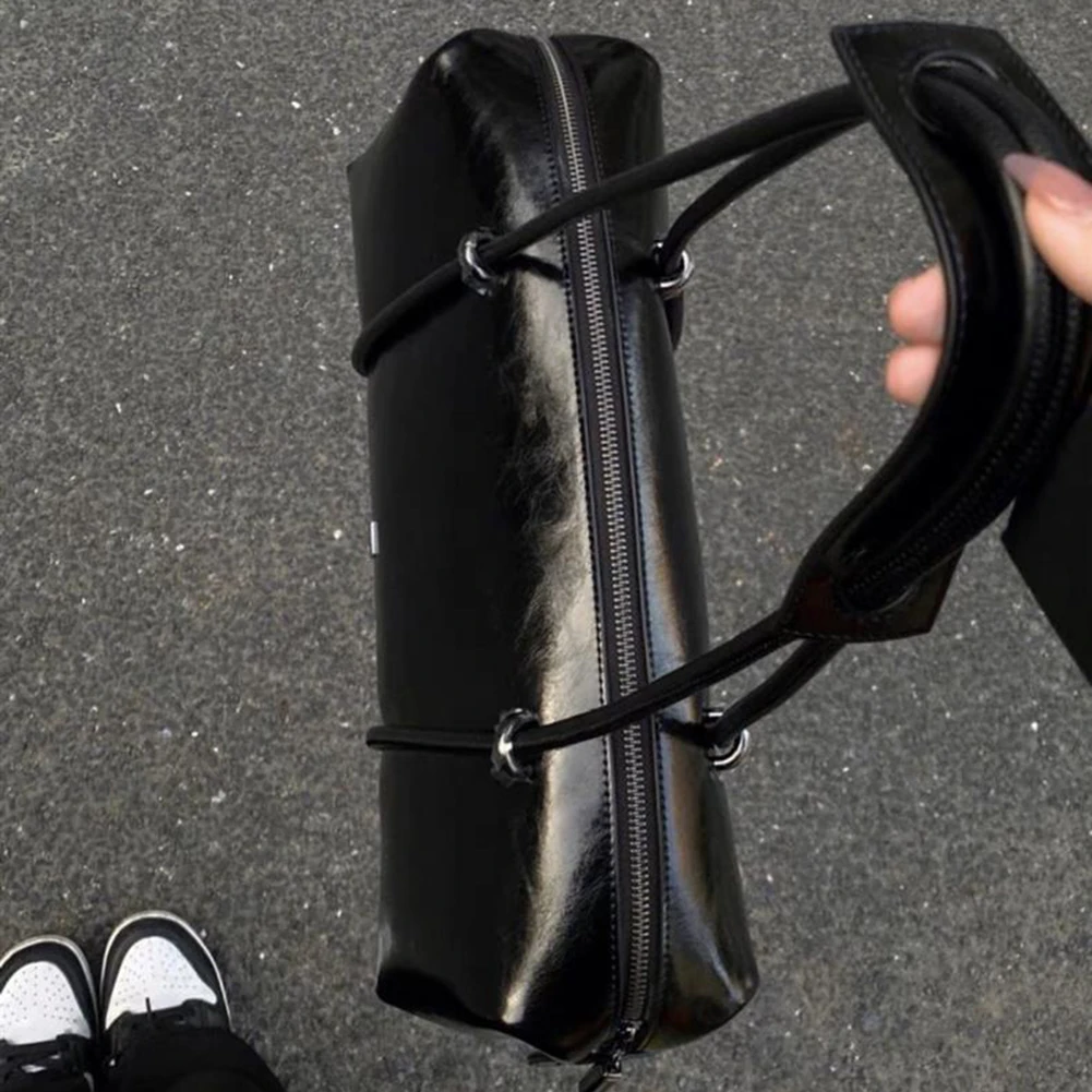 Women Casual Clutch Handbag Large Capacity PU Boston Pillow Bag Mini Clutch Purse Solid Color Zipper Closure for Vacation Party